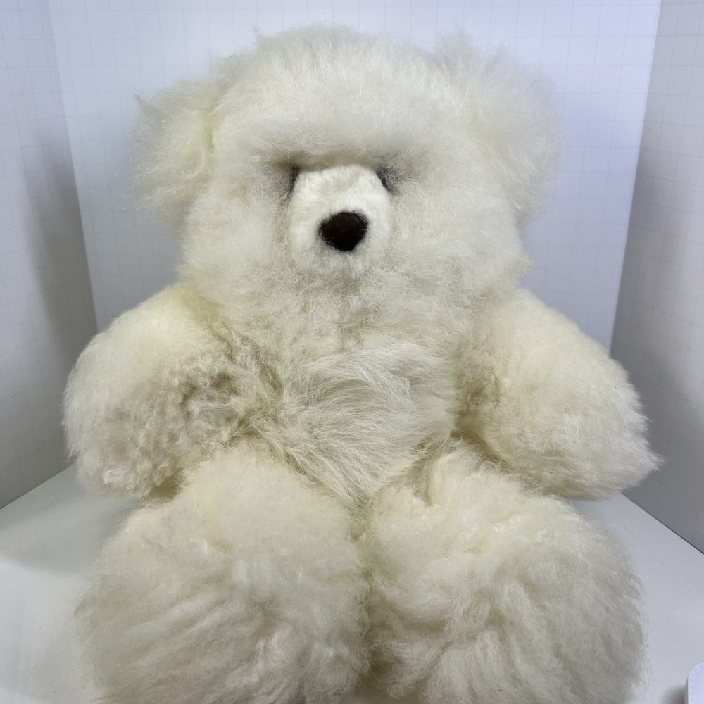 Alpaca Fur Teddy Bear Stuffed Animal 12" Soft Natural Plush White/ivory - Picture 7 of 11